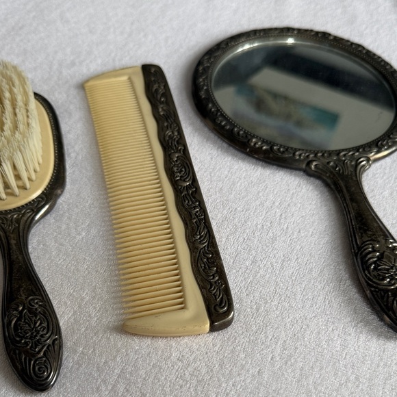 Vintage Silver Vanity Set with Mirror, Brush, and Comb - Picture 3 of 11